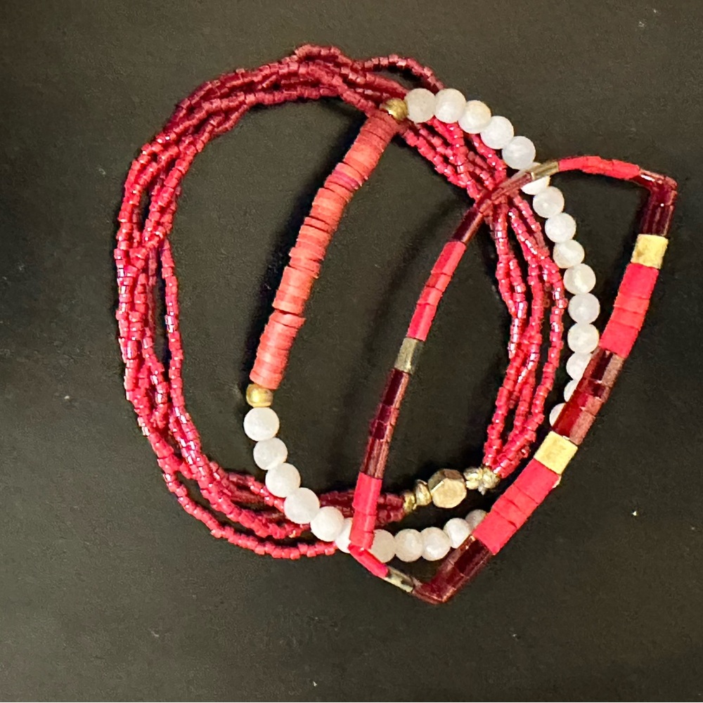 Burgundy and Gold Bracelets